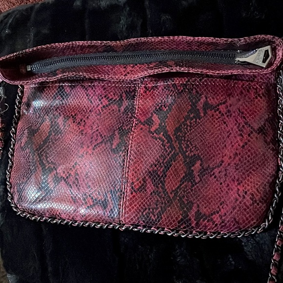 AIMEE KESTENBERG Red/Rose/Black Leather Snakeskin Crossbody Purse - Picture 14 of 16